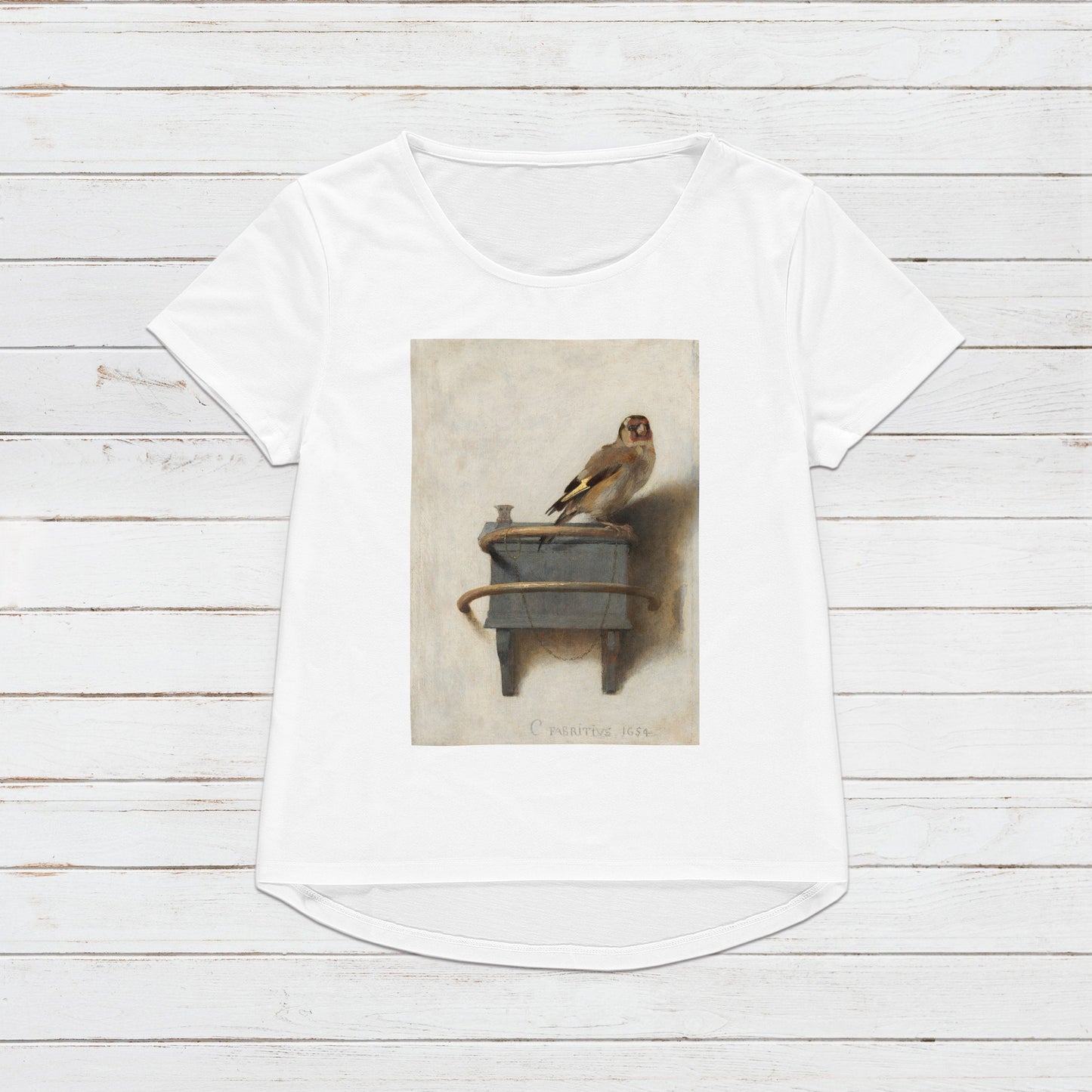 The Goldfinch Art T Shirt Antique Carel Fabritius Painting Het Puttertje Birds Nature Dutch Cute Beautiful Aesthetic Womens Mens Printed Tee