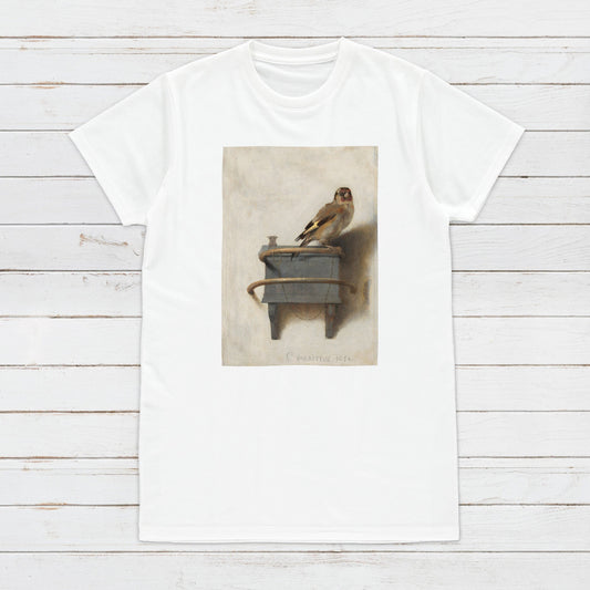 The Goldfinch Art T Shirt Antique Carel Fabritius Painting Het Puttertje Birds Nature Dutch Cute Beautiful Aesthetic Womens Mens Printed Tee