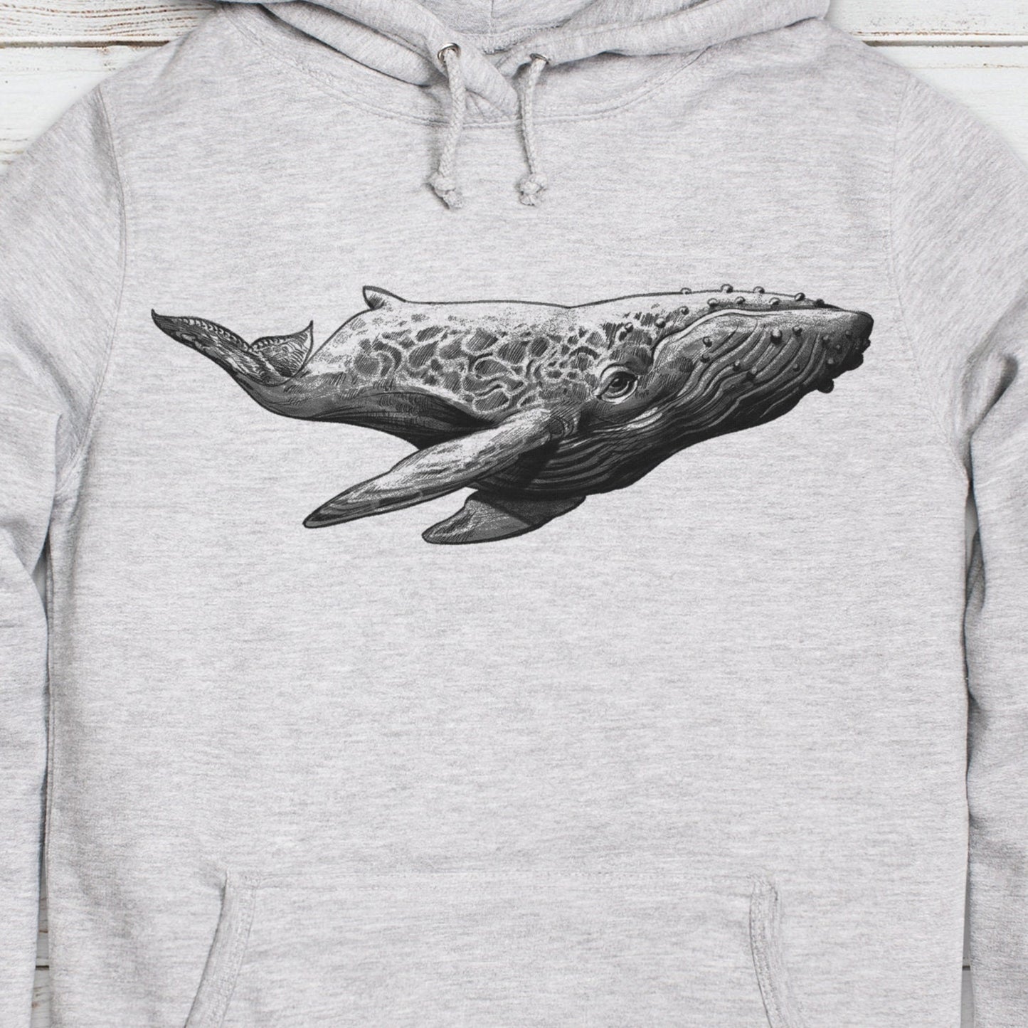 Humpback Whale Hoodie Gyotaku Art Pencil Drawing Design Blue Orca Earth Planet Ocean Cute Womens Girls Printed Hooded Top Sweatshirt Gift