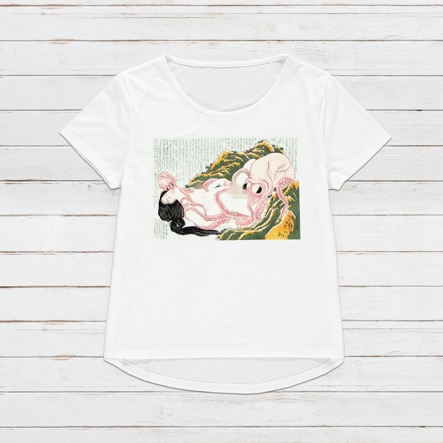 Japanese Ukiyo-e T Shirt Woodblock Art Hokusai Ama Diver Octopuses Shunga Tattoo Japan Kanji Calligraphy Womens Mens Graphic Printed Tee Top