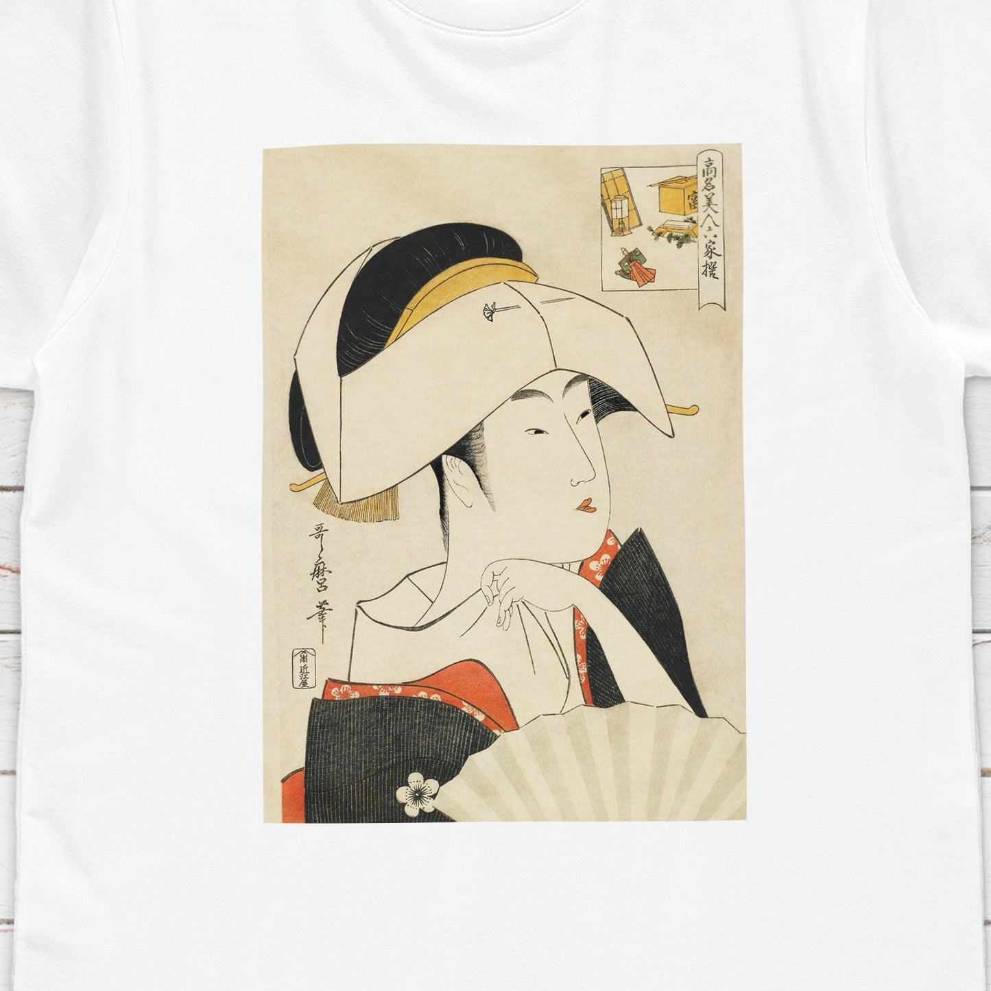 Japanese Ukiyo-e T Shirt Woodblock Art Kitagawa Utamaro Geisha Maiko Elegant Cute Kimono Japan Calligraphy Womens Mens Graphic Printed Tee