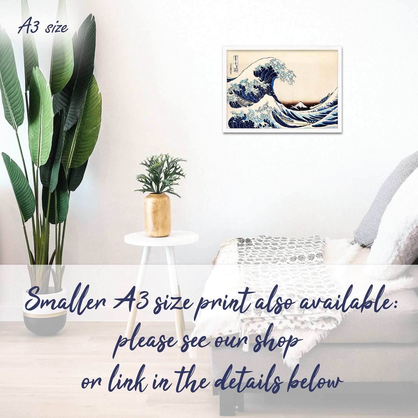 Japanese Art Hokusai Kanagawa Wave Print Poster Woodblock Ukiyo-e Framed Mounted Wall Mount Fuji Beautiful Tattoo Japan Calligraphy A2 Large