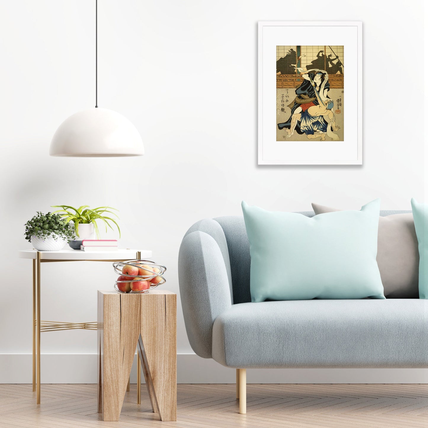 Japanese Samurai Art Print Poster Woodblock Ukiyo-e Kabuki Actors Geisha Utagawa Kuniyoshi Framed Mounted Wall Warrior Sword Tattoo A3 A2