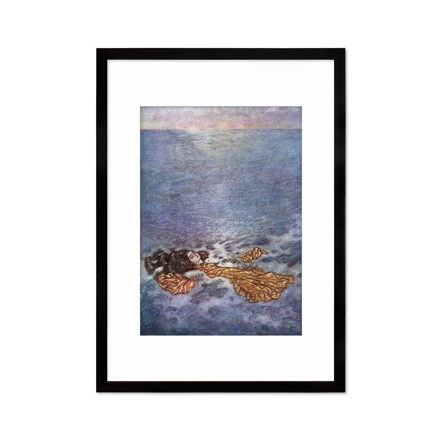 Mermaid Vintage Art Print Poster Wall Framed Mounted Antique Book Quirky Illustration Fairy Tale Edmund Dulac Sea Victorian Edwardian A2 A3