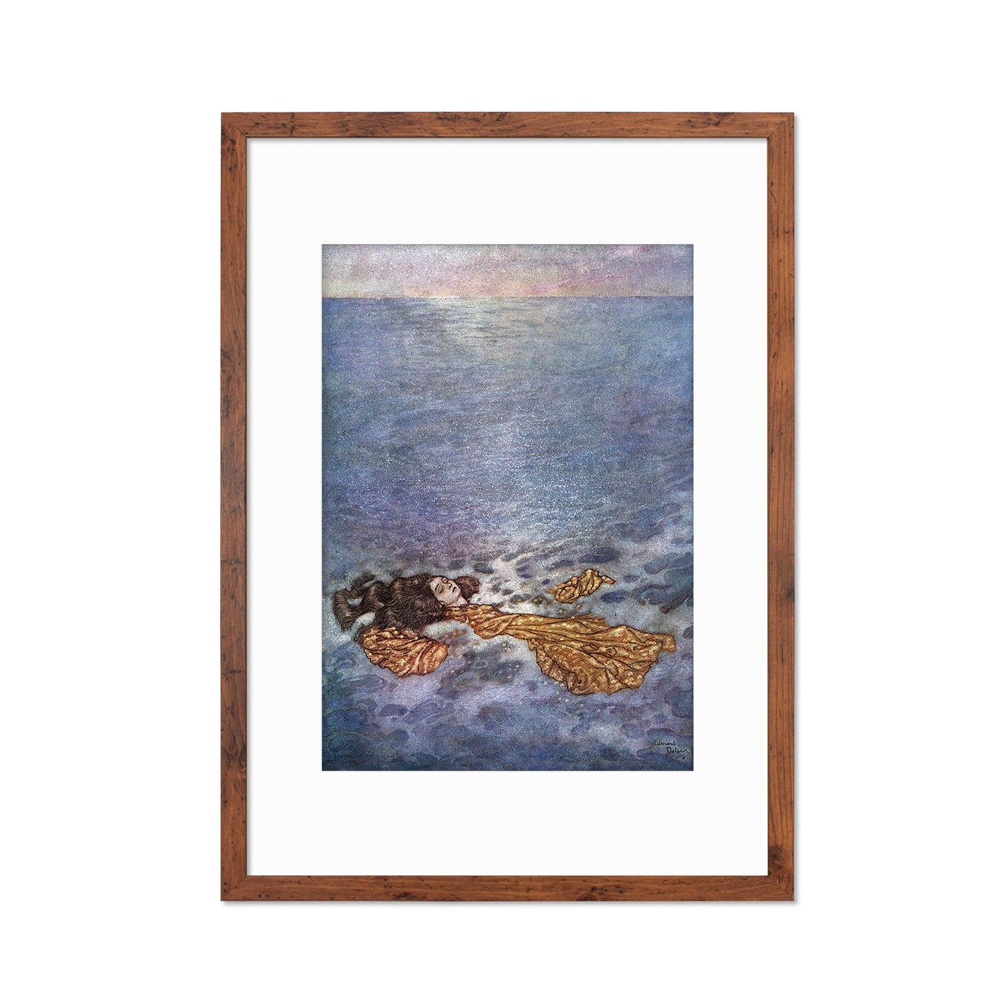 Mermaid Vintage Art Print Poster Wall Framed Mounted Antique Book Quirky Illustration Fairy Tale Edmund Dulac Sea Victorian Edwardian A2 A3