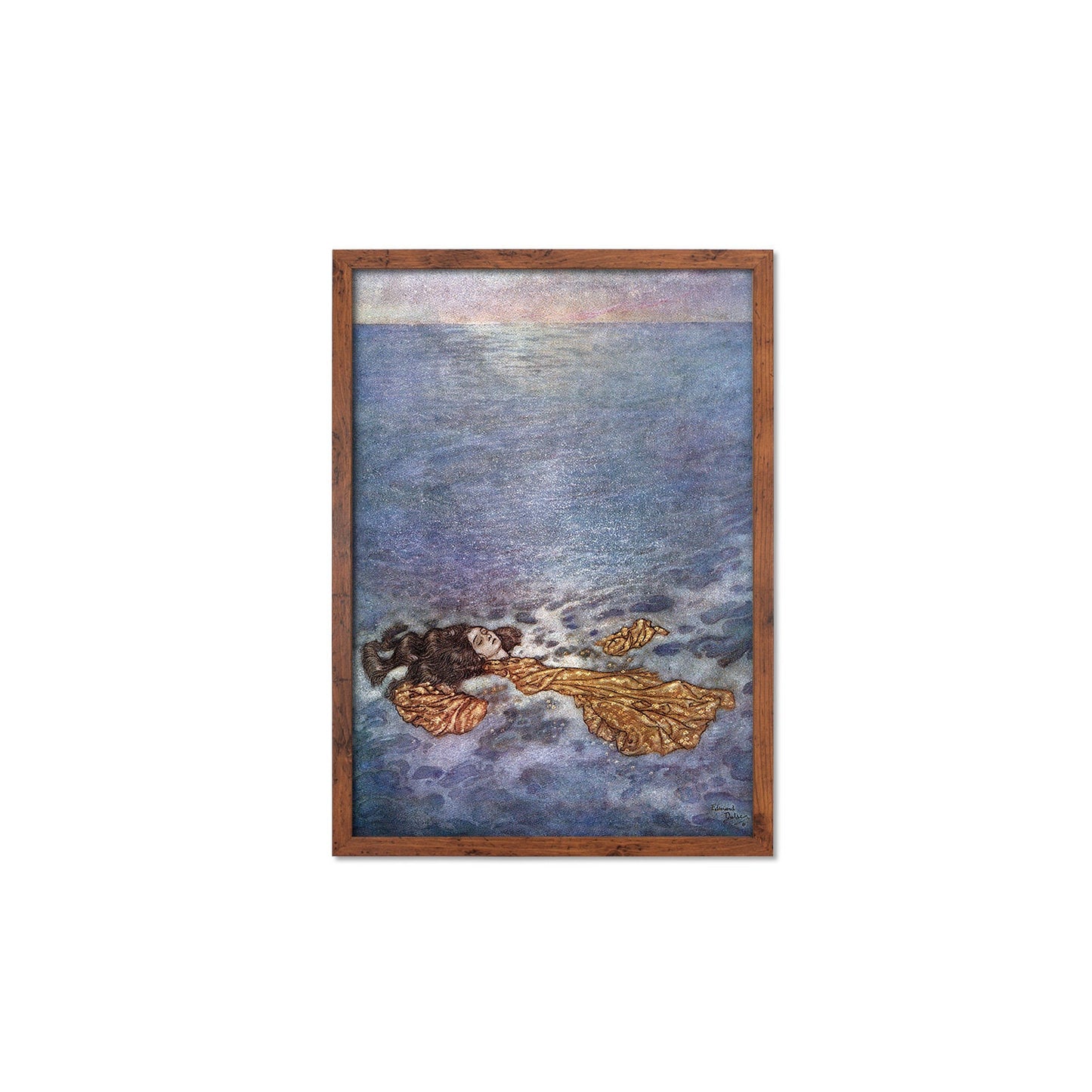 Mermaid Vintage Art Print Poster Wall Framed Mounted Antique Book Quirky Illustration Fairy Tale Edmund Dulac Sea Victorian Edwardian A2 A3