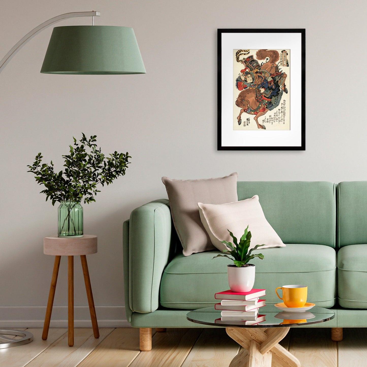 Japanese Samurai Art Print Poster Woodblock Ukiyo-e Rori Zhang Qing Buusen Chosei Kuniyoshi Samurai Horse Framed Mounted Wall Warrior A3 A2