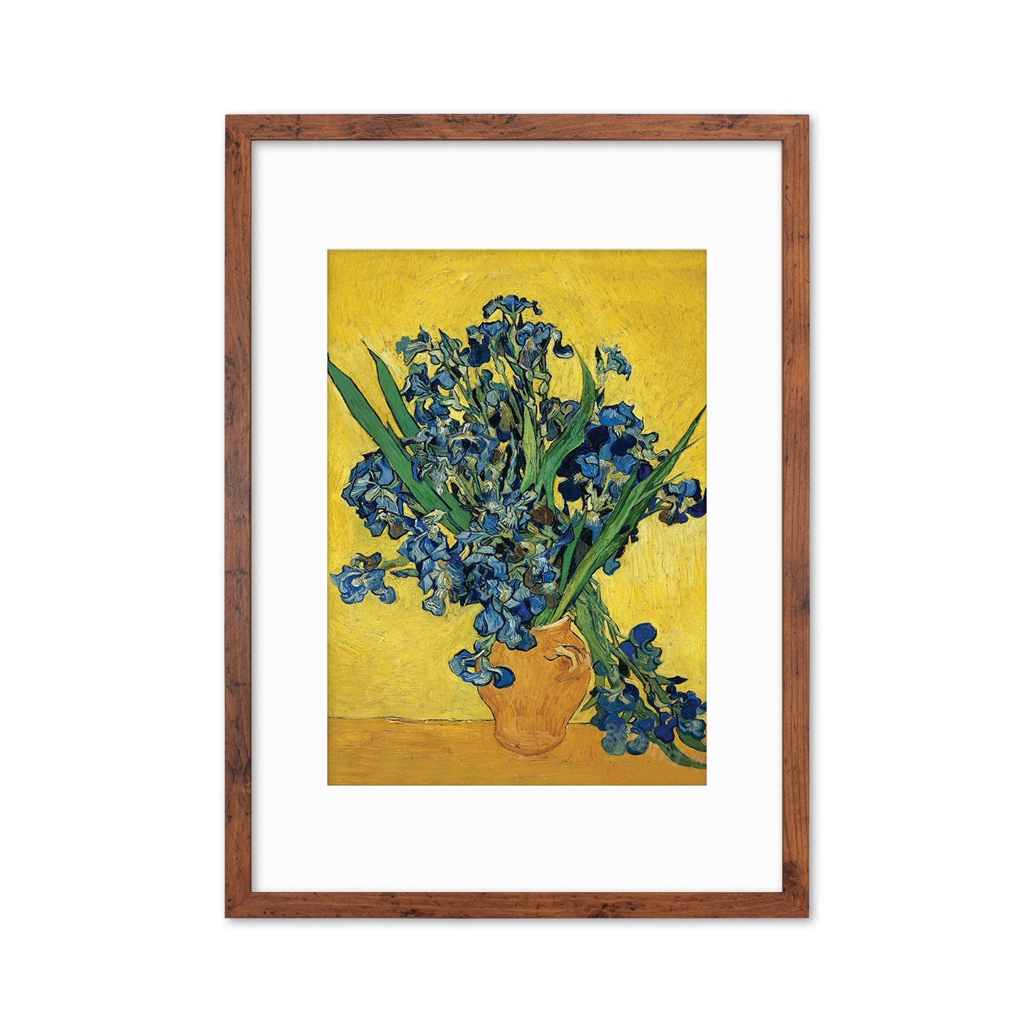 Vincent Van Gogh Art Print Poster Impressionist Iris Vase with Irises Flowers Impressionism Painting Framed Mounted Wall Beautiful A2 A3