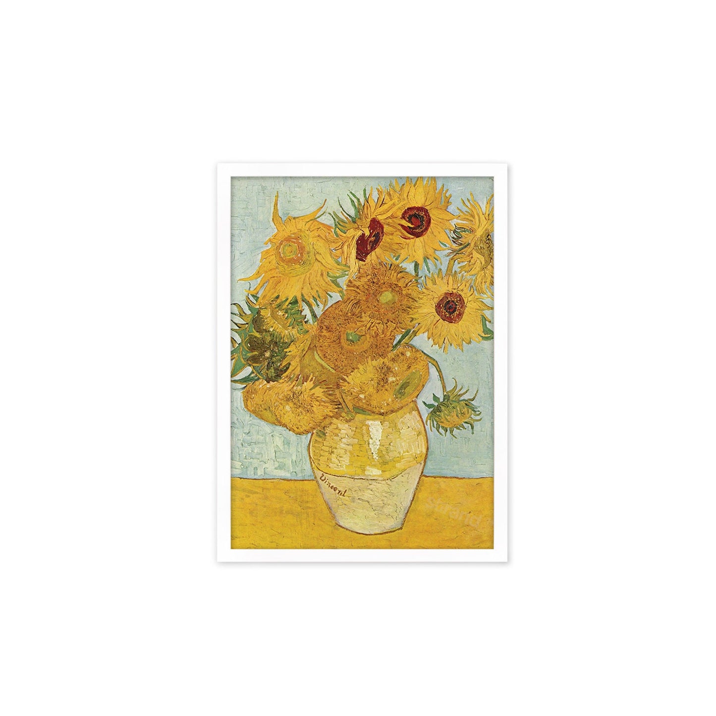 Vincent Van Gogh Art Print Poster Impressionist Twelve Sunflowers Yellow Flowers Impressionism Painting Framed Mounted Wall Beautiful A2 A3