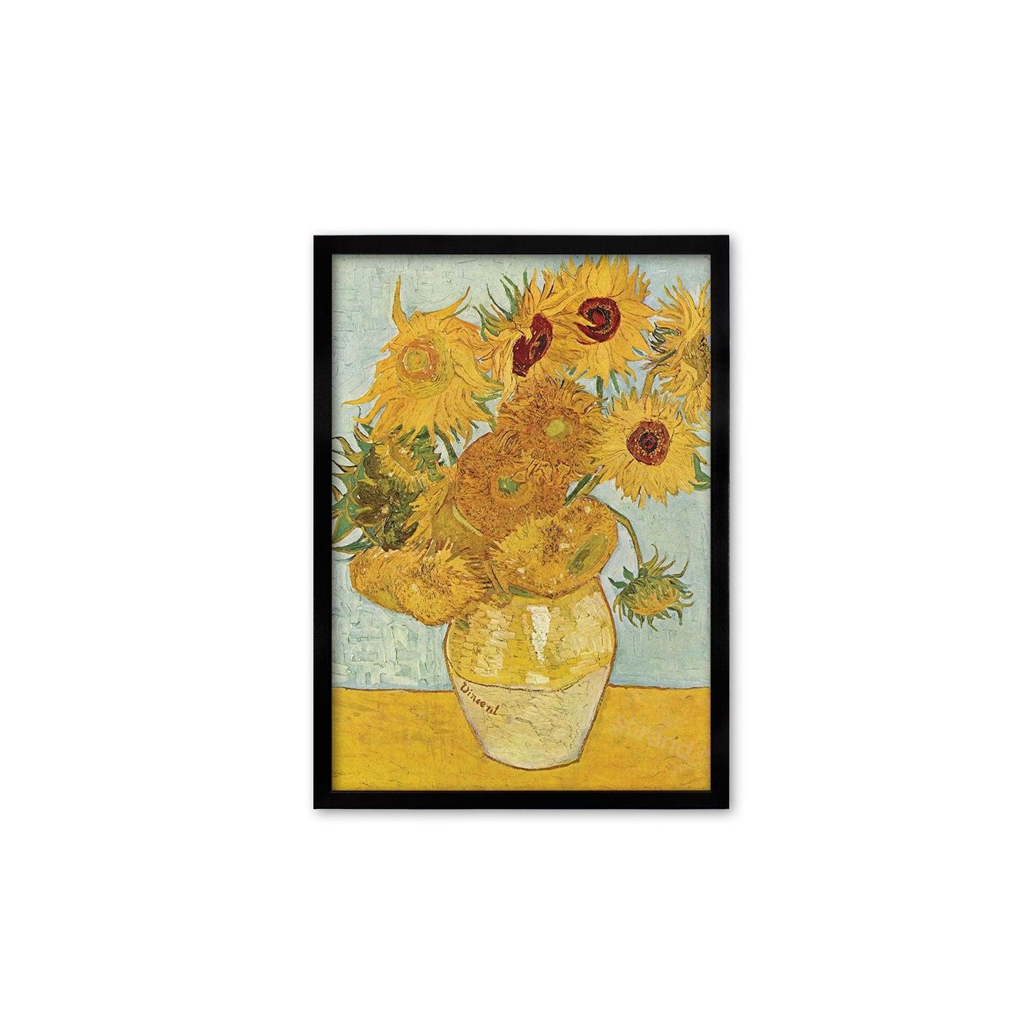 Vincent Van Gogh Art Print Poster Impressionist Twelve Sunflowers Yellow Flowers Impressionism Painting Framed Mounted Wall Beautiful A2 A3