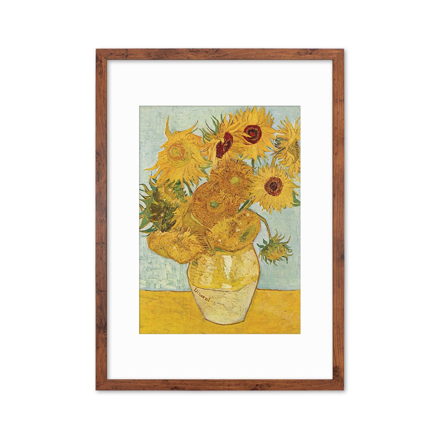 Vincent Van Gogh Art Print Poster Impressionist Twelve Sunflowers Yellow Flowers Impressionism Painting Framed Mounted Wall Beautiful A2 A3