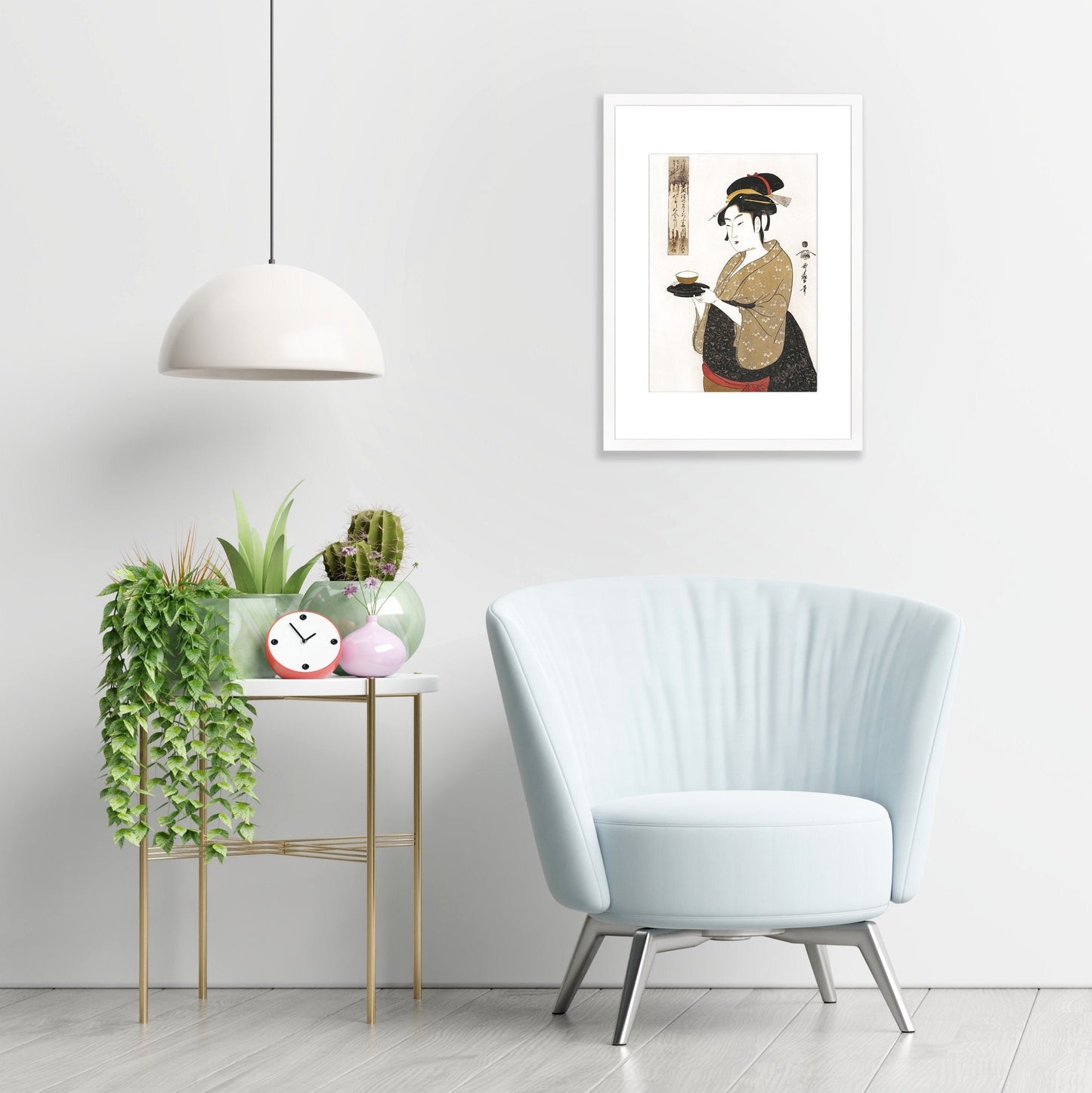 Japanese Art Geisha Framed Mounted Ukiyo-e Wall Decor Print Poster Woodblock Kitagawa Utamaro Bijin Maiko Kimono Calligraphy Beautiful A2 A3