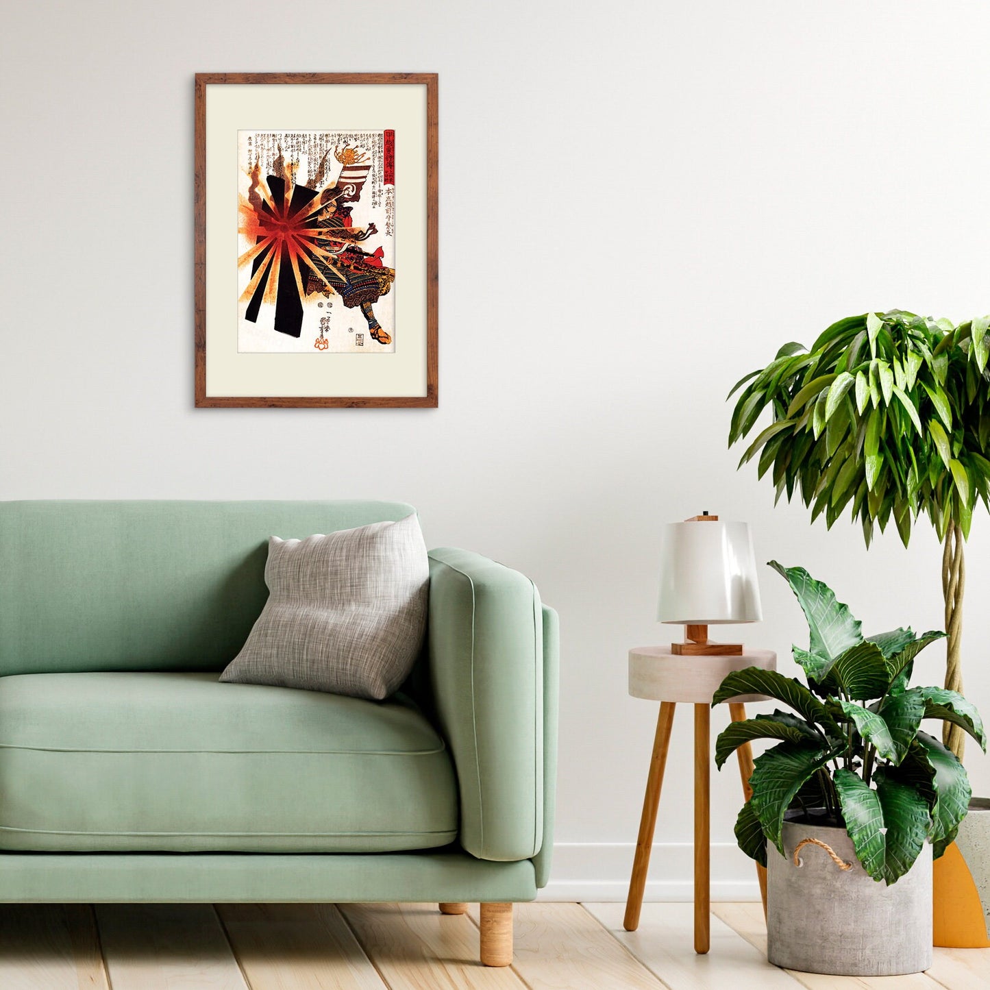 Japanese Art Samurai Battle Framed Mounted Ukiyo-e Wall Decor Print Poster Woodblock Warrior Katana Bushido Ninja Kendo Tattoo Calligraphy