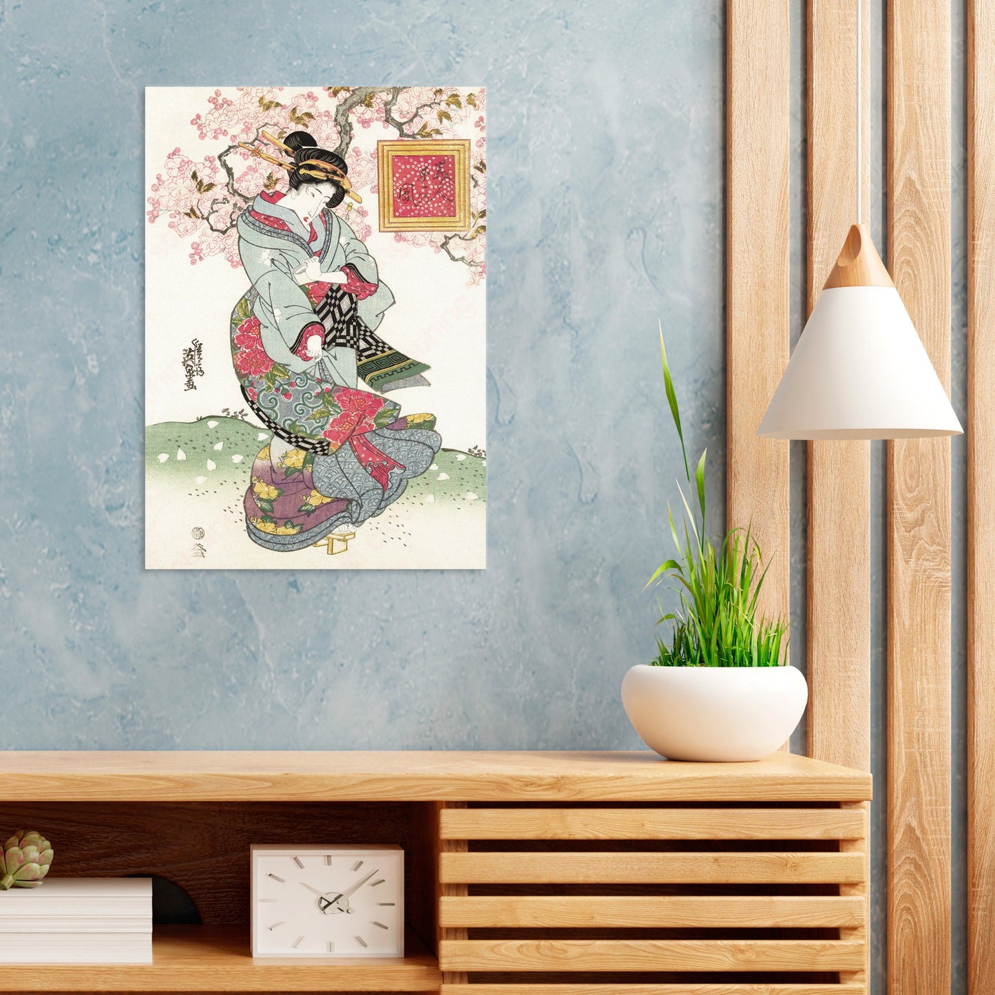 Japanese Ukiyo-e Art Print Poster Woodblock Wall Art Keisai Eisen Geisha Maiko Sakura Plum Blossom Tattoo Beautiful Japan Calligraphy Cute