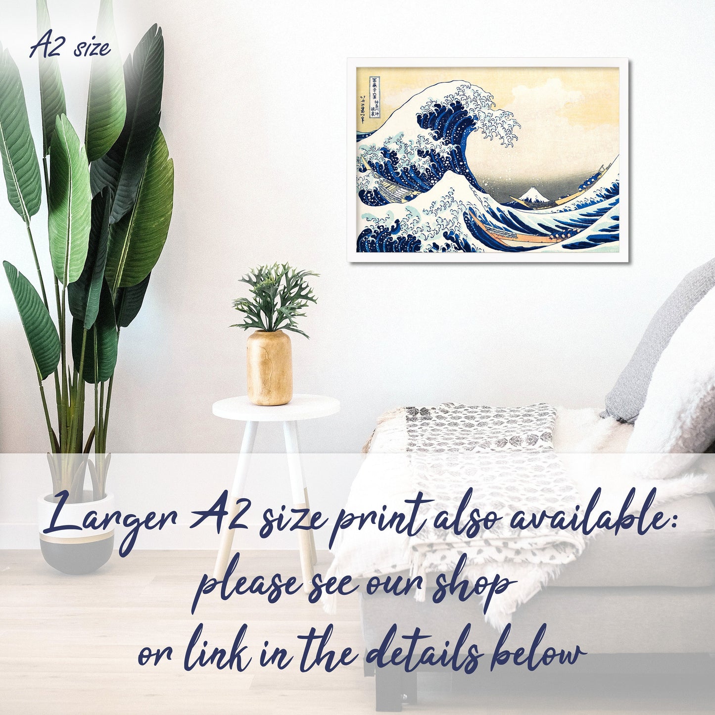 Japanese Art Hokusai Kanagawa Wave Print Poster Woodblock Ukiyo-e Framed Mounted Wall Mount Fuji Beautiful Tattoo Japan Calligraphy A2 A3