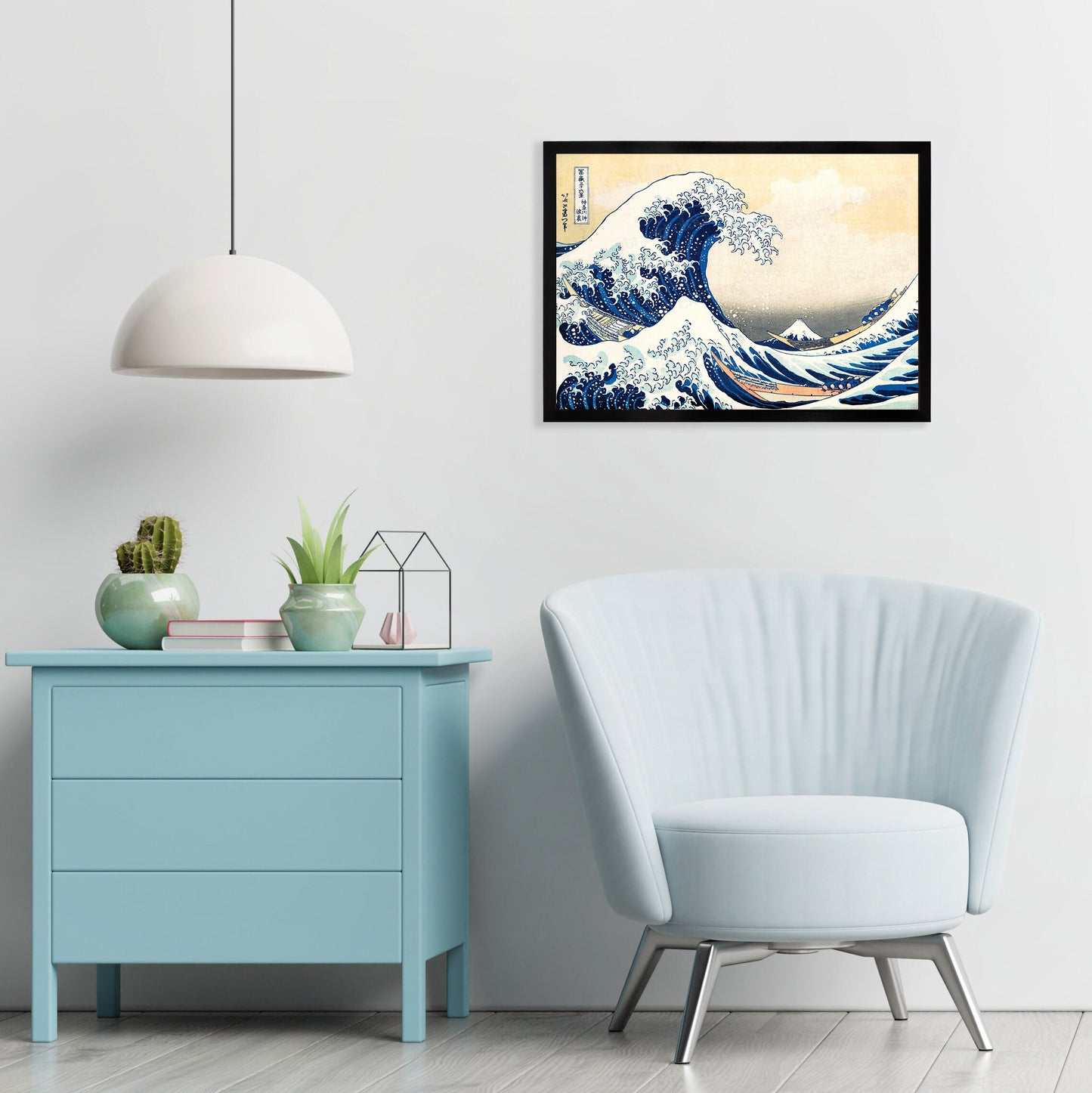 Japanese Art Hokusai Kanagawa Wave Print Poster Woodblock Ukiyo-e Framed Mounted Wall Mount Fuji Beautiful Tattoo Japan Calligraphy A2 Large