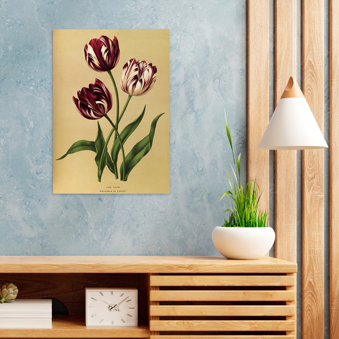 Antique Botanical Art Print Poster Vintage Wall Art Flowers Floral Tulips Purple Nature Leaf Plant Illustration Victorian Herbs Beautiful A3