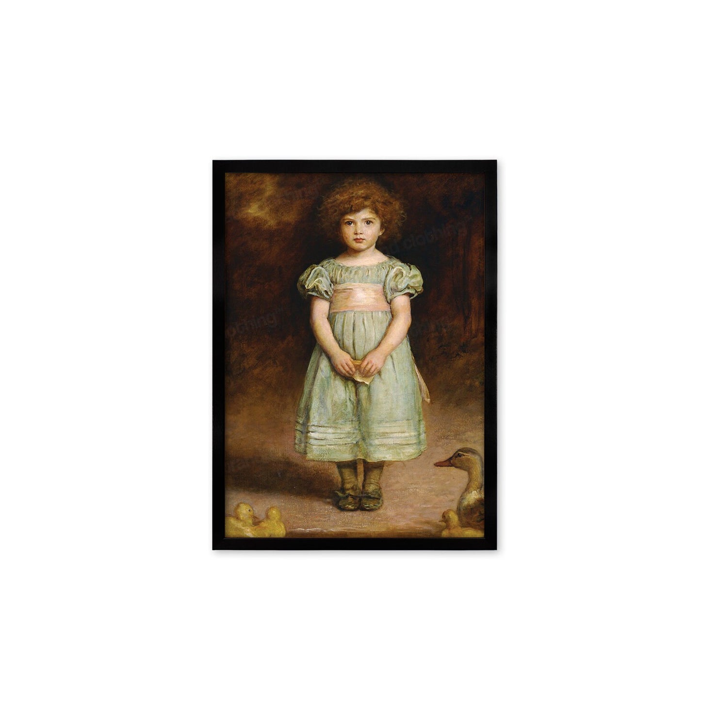 Ducklings Framed Art Print Poster Wall Mounted Pre-Raphaelite Antique Millais Classic Painting Victorian Edwardian Little Girl Birds Cute
