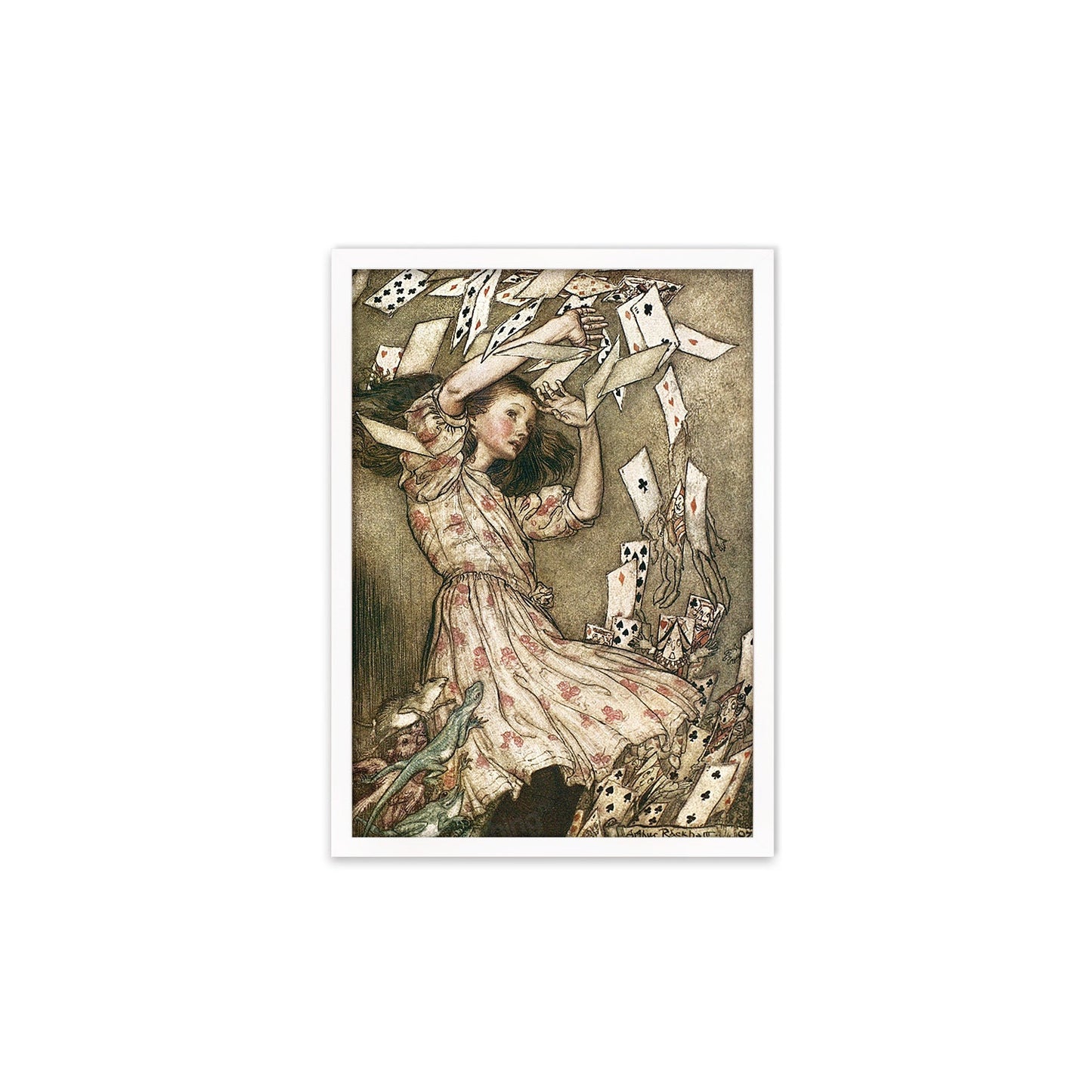 Alice In Wonderland Framed Art Print Poster Wall Mounted Antique Old Book Illustration Cards Arthur Rackham Victorian Edwardian Cute Quirky