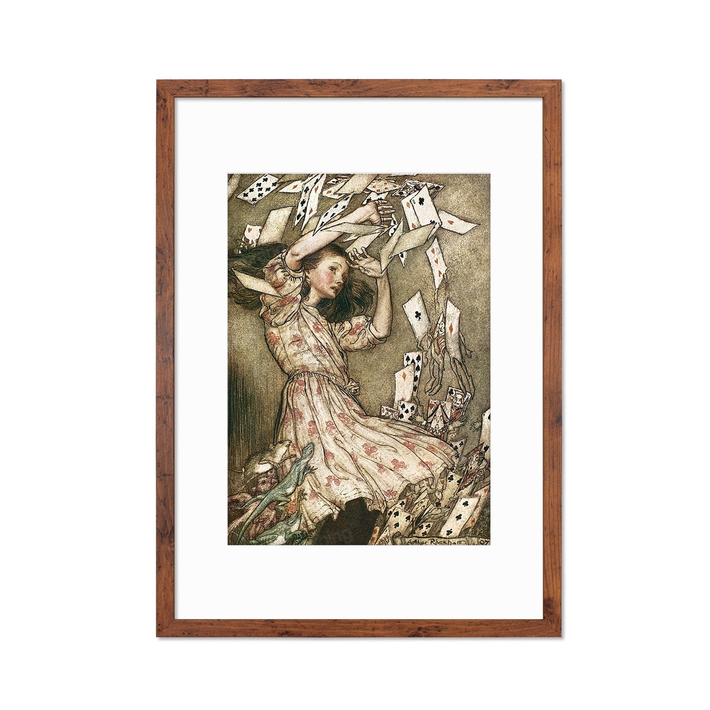 Alice In Wonderland Framed Art Print Poster Wall Mounted Antique Old Book Illustration Cards Arthur Rackham Victorian Edwardian Cute Quirky