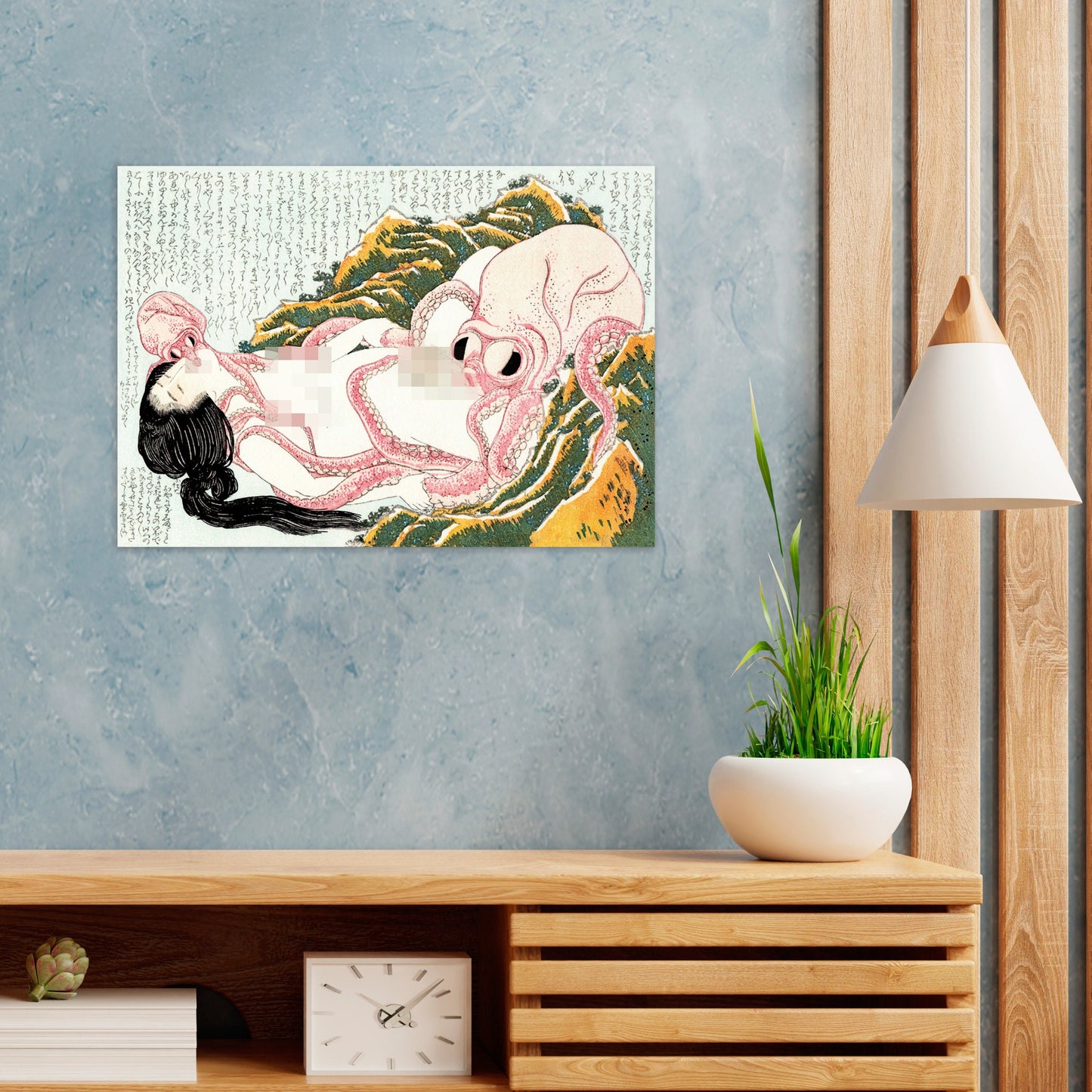 Japanese Ukiyo-e Art Print Poster Woodblock Wall Art Hokusai Ama Diver Octopuses Shunga Tattoo Ink Beautiful Japan Calligraphy Sensual A3