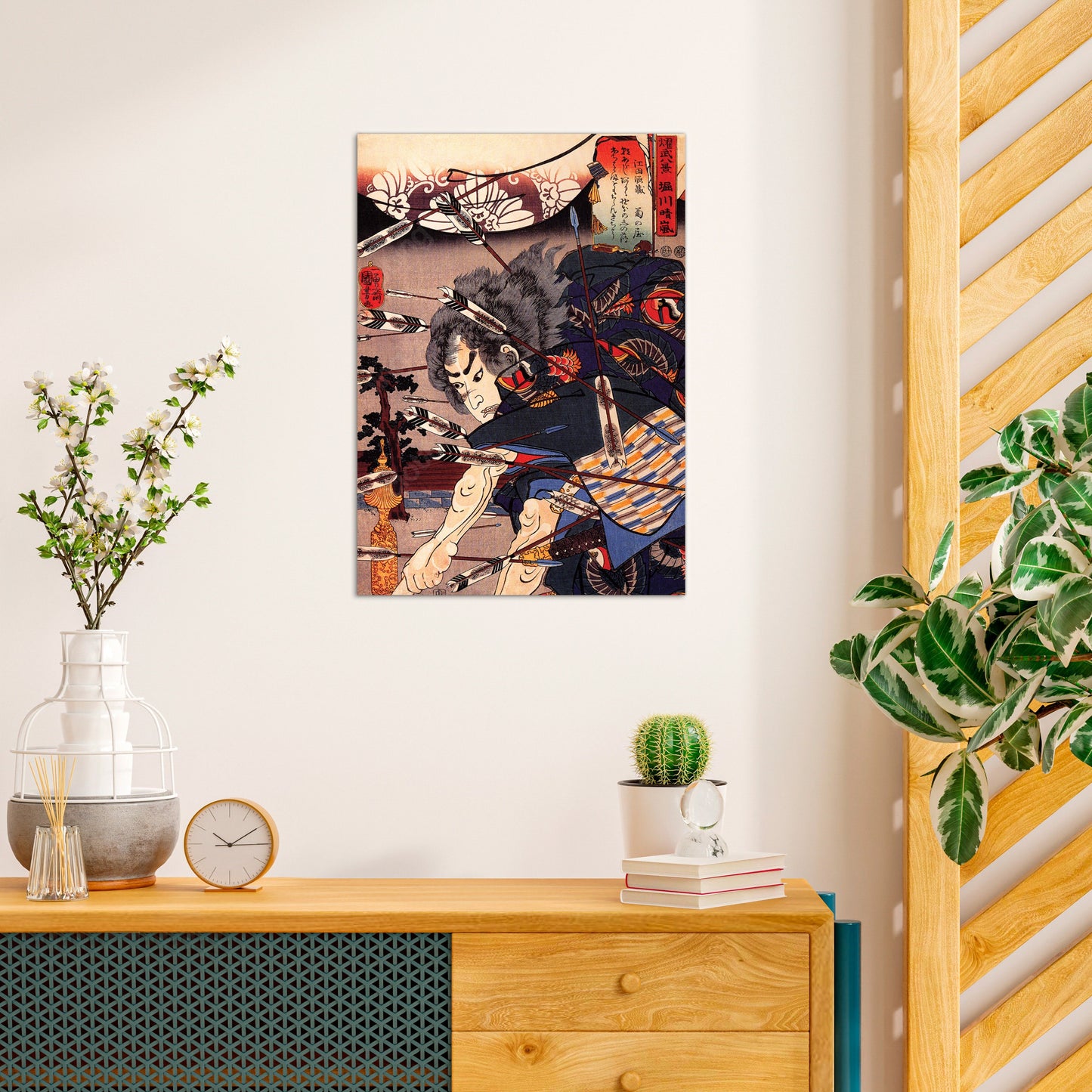 Japanese Ukiyo-e Wall Art Print Poster Woodblock Utagawa Kuniyoshi Samurai Battle Arrow Katana Tattoo O-yoroi Japan Calligraphy Bushido A3