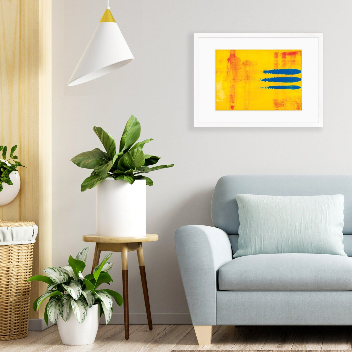 Contemporary Abstract Art Framed Mounted Wall Decor Print Poster Painting Original Modern Expressionism Original Unique Artist Scandi Yellow