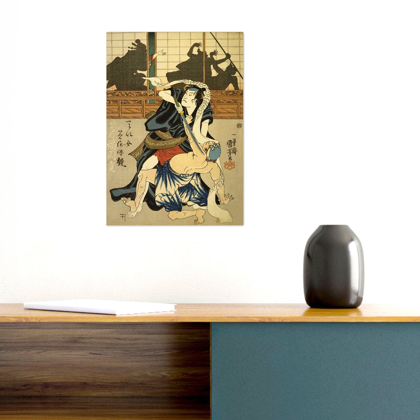 Japanese Ukiyo-e Art Print Poster Woodblock Wall Decor Teijo Misao Kagami Utagawa Kuniyoshi Samurai Sword Kabuki Geisha Maiko Bushido A3
