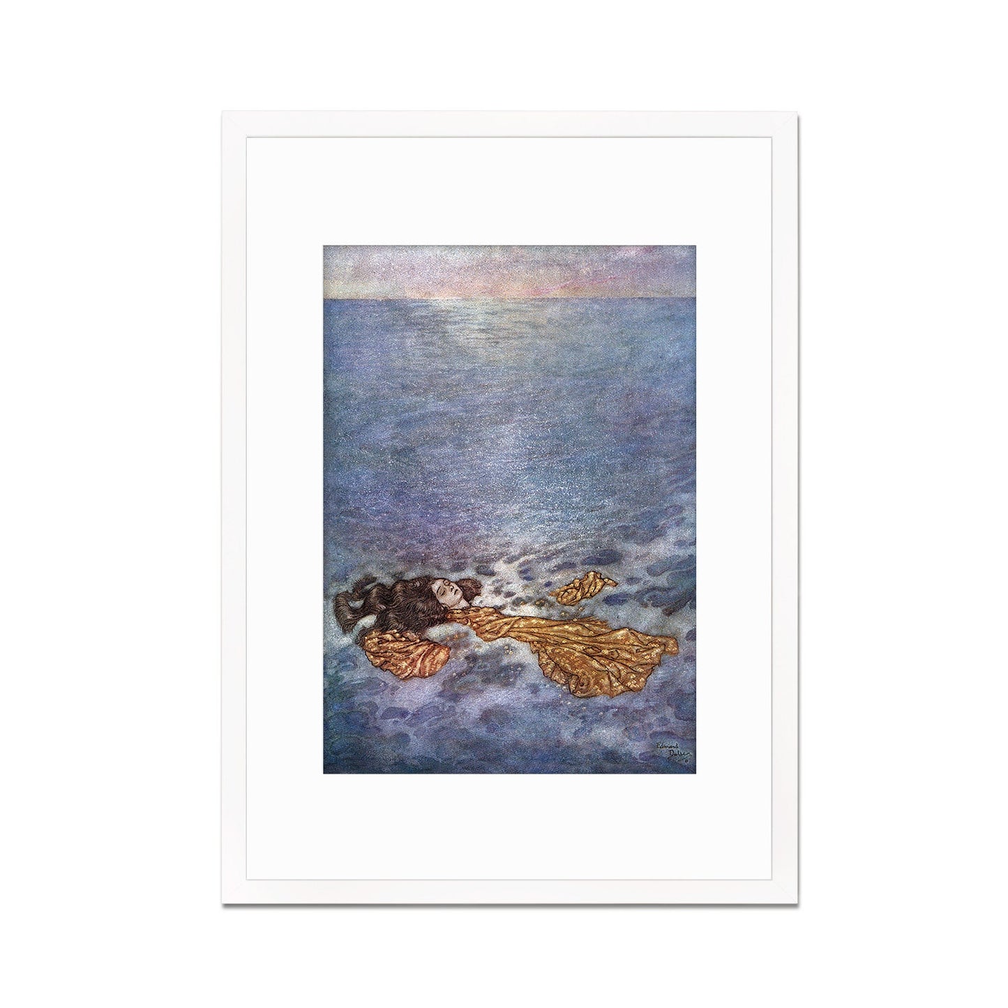 Mermaid Vintage Art Print Poster Wall Framed Mounted Antique Book Quirky Illustration Fairy Tale Edmund Dulac Sea Victorian Edwardian A2 A3