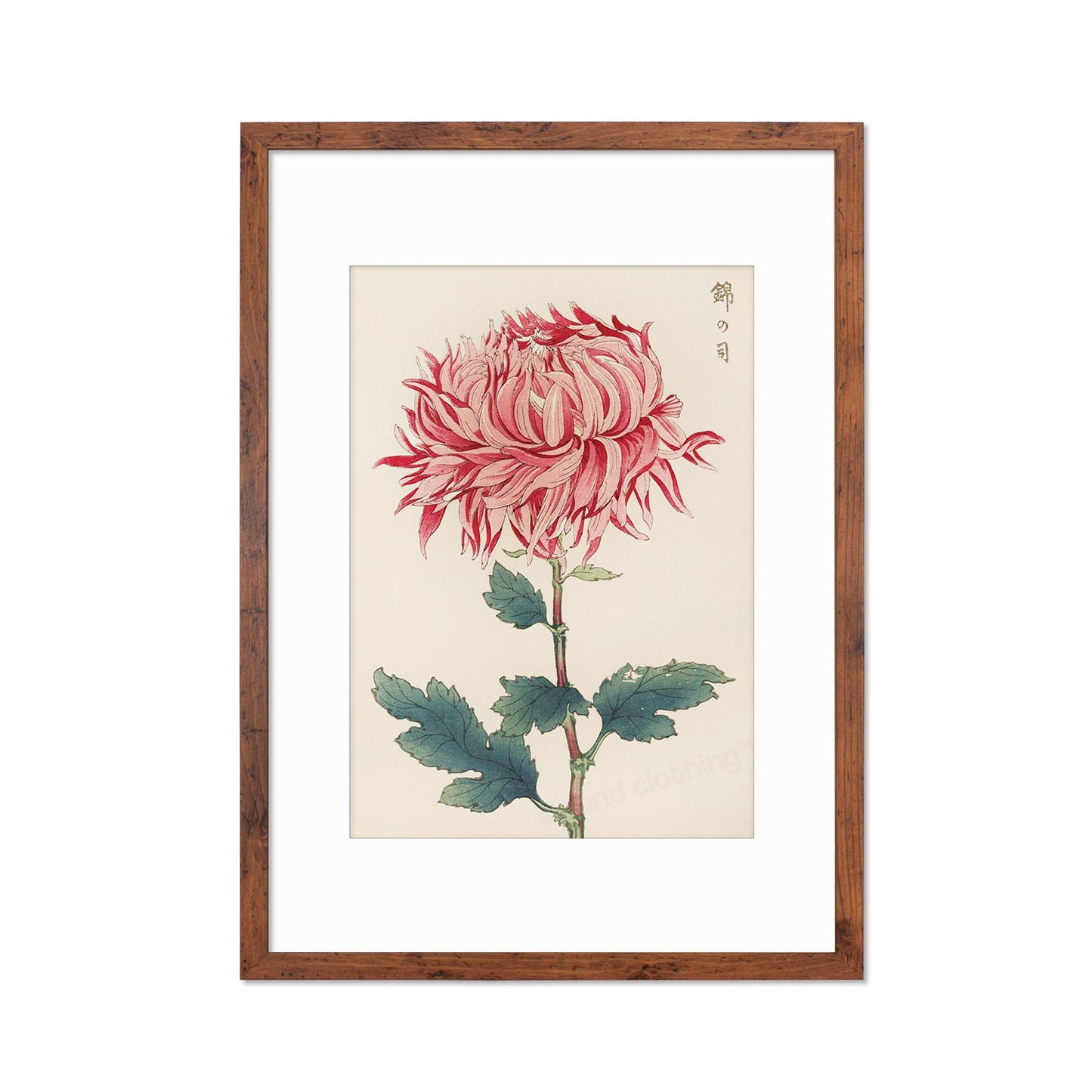 Framed Mounted Japanese Ukiyo-e Wall Art Print Poster Woodblock Keika Hasegawa Chrysanthemums Flowers Landscape Nature Beautiful Calligraphy