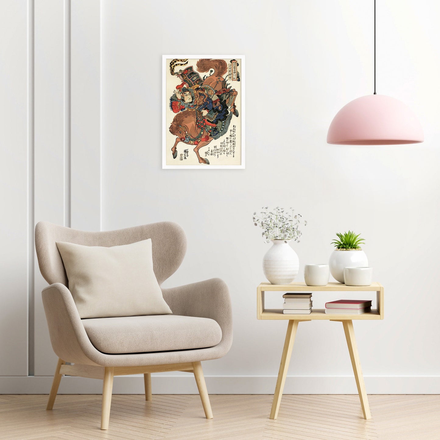 Japanese Samurai Art Print Poster Woodblock Ukiyo-e Rori Zhang Qing Buusen Chosei Kuniyoshi Samurai Horse Framed Mounted Wall Warrior A3 A2