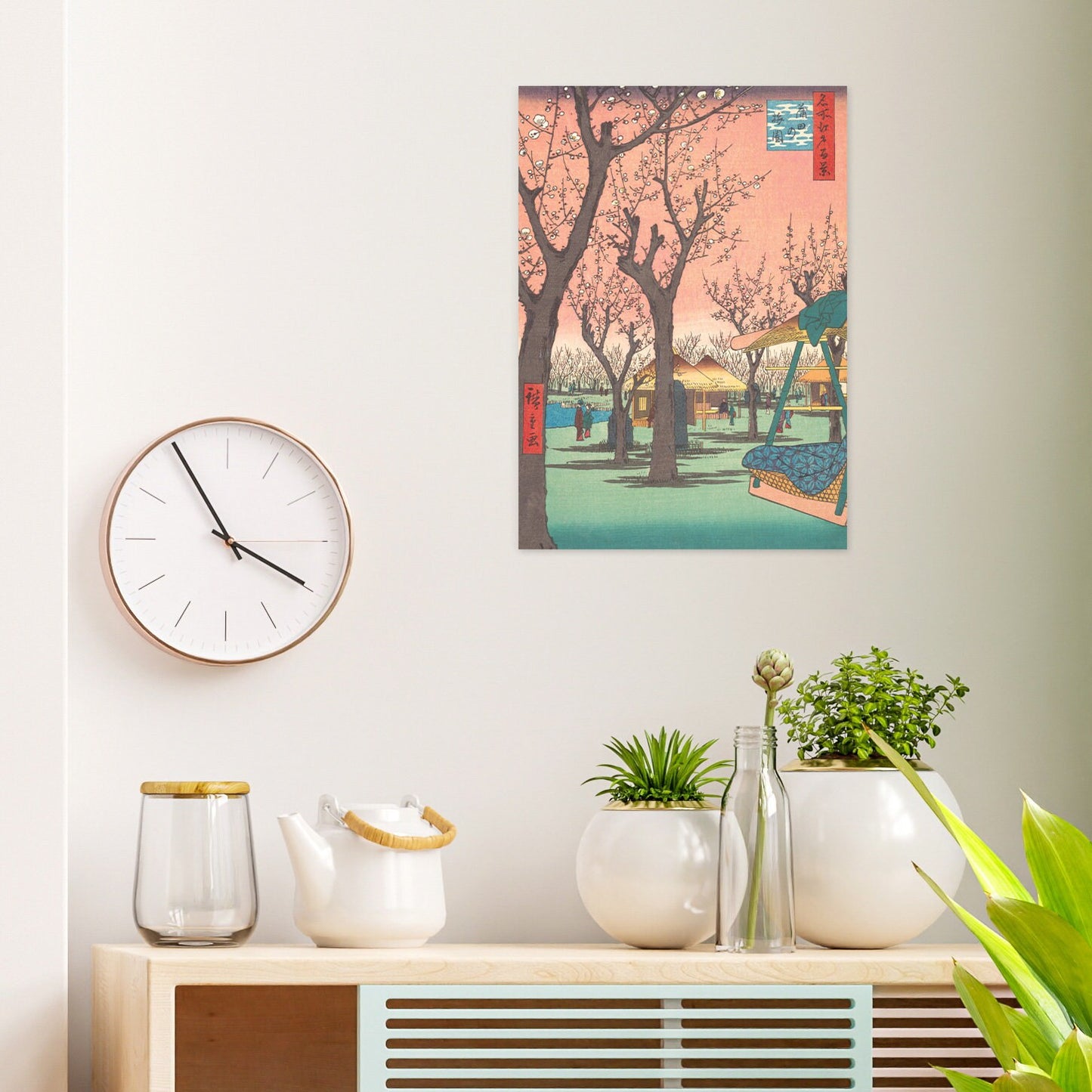 Japanese Ukiyo-e Art Print Poster Woodblock Wall Art Hiroshige Plum Garden Kamata Flower Landscape Blossoms Beautiful Japan Calligraphy A3