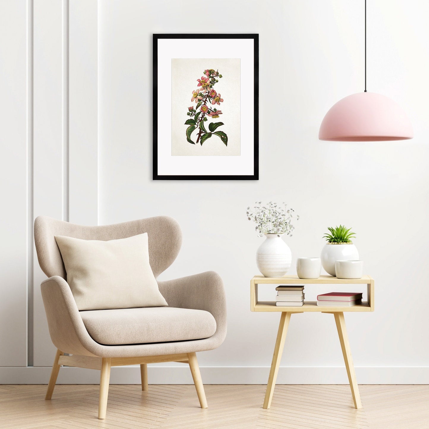 Framed Mounted Antique Botanical Art Print Poster Vintage Wall Flowers Floral Bramble Blackberry Nature Leaf Plant Illustration Victorian A2
