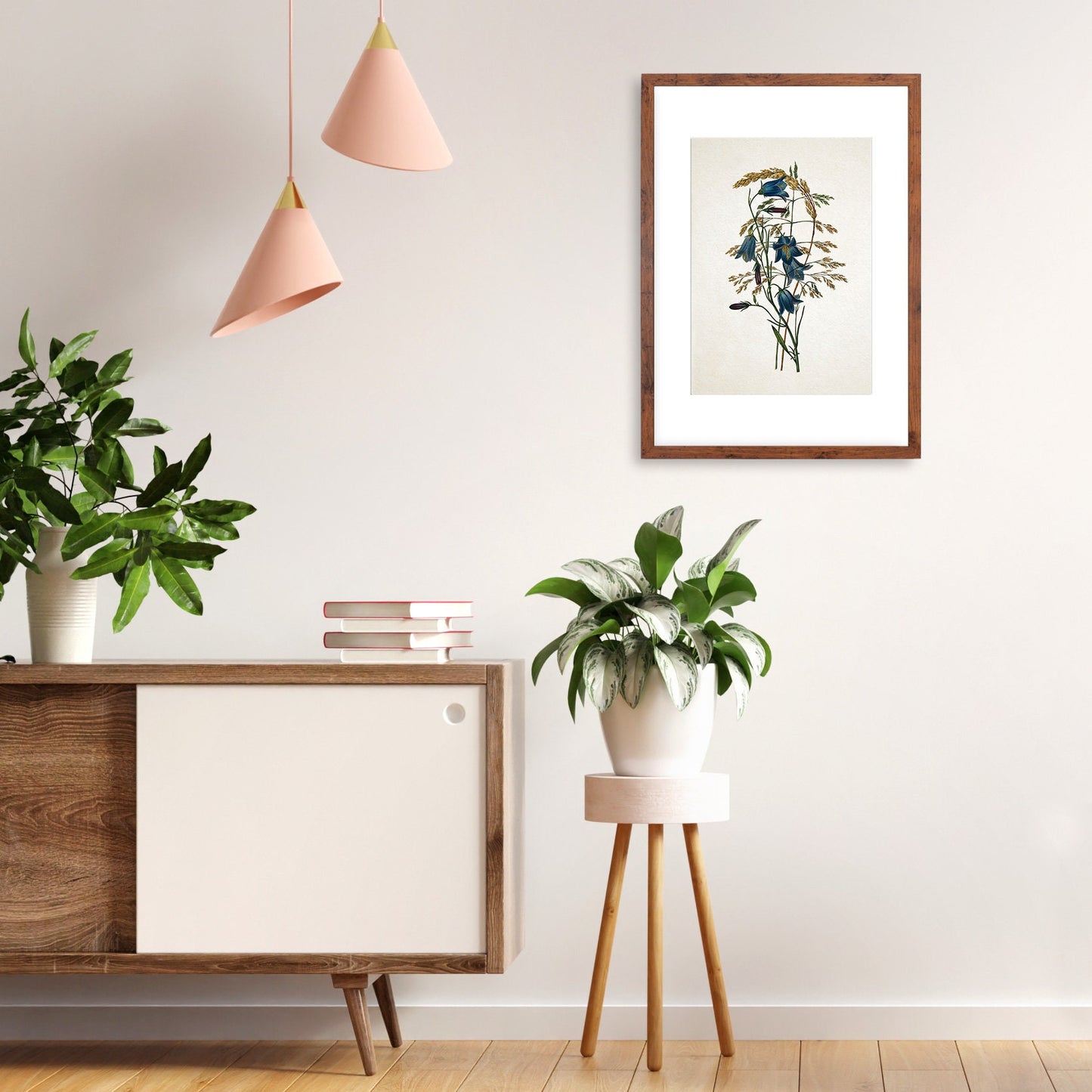 Framed Mounted Antique Botanical Art Print Poster Vintage Wall Flowers Floral Bluebell Harebell Nature Leaf Plant Illustration Victorian A2