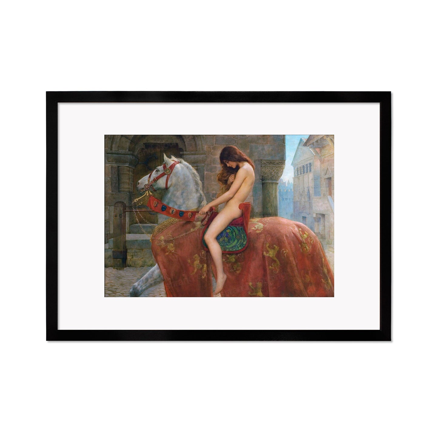 Framed Mounted Lady Godiva Vintage Art Print Poster Antique John Collier Painting Pre Raphaelites Female Power Feminist Victorian Edwardian