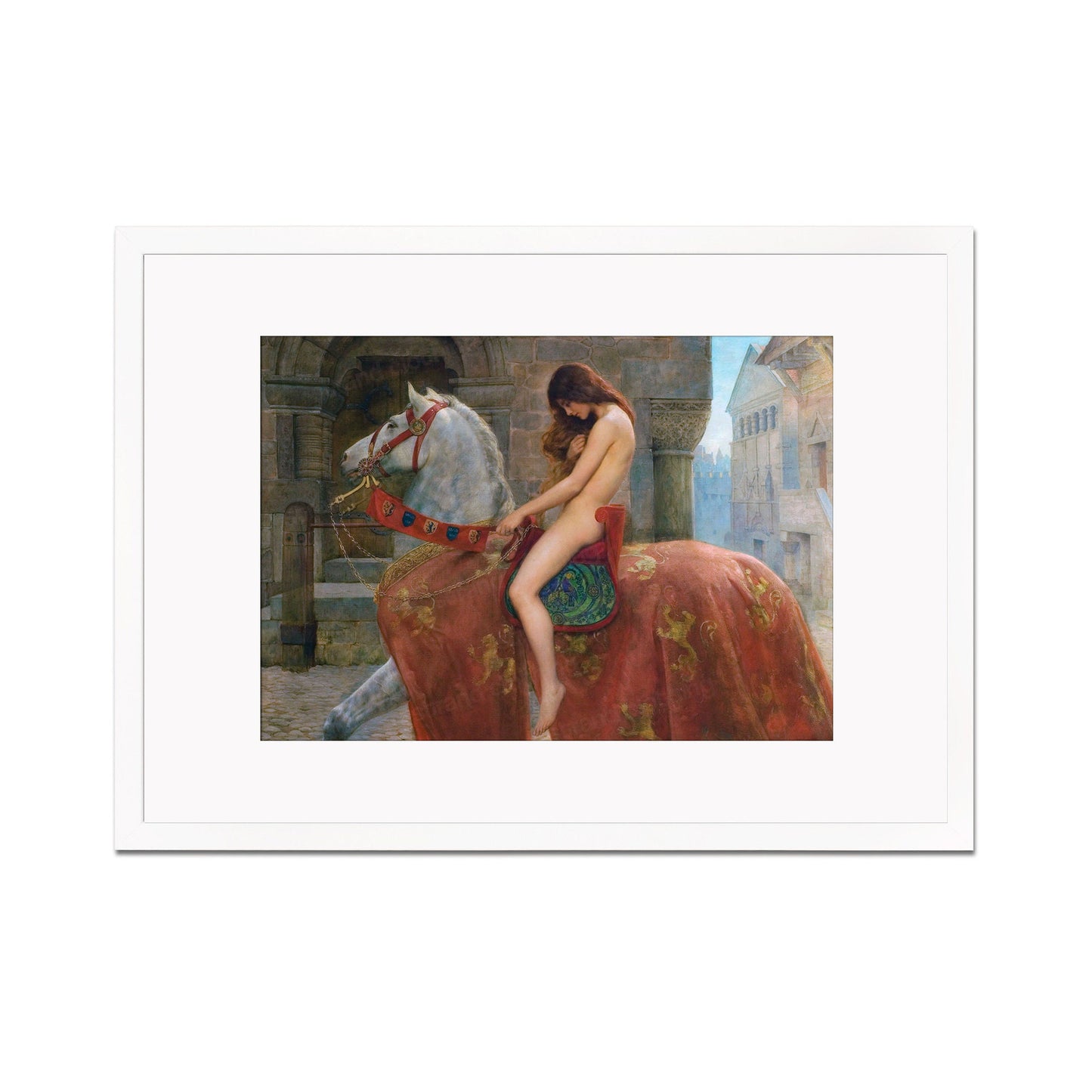 Framed Mounted Lady Godiva Vintage Art Print Poster Antique John Collier Painting Pre Raphaelites Female Power Feminist Victorian Edwardian
