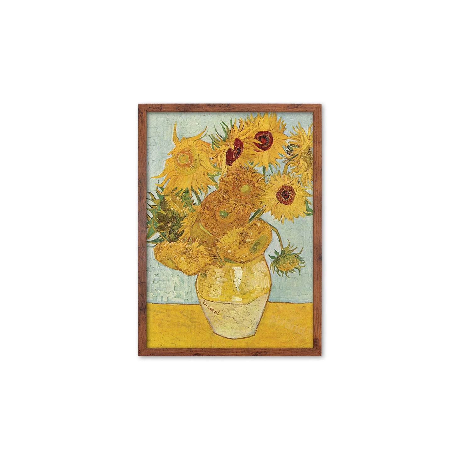 Vincent Van Gogh Art Print Poster Impressionist Twelve Sunflowers Yellow Flowers Impressionism Painting Framed Mounted Wall Beautiful A2 A3