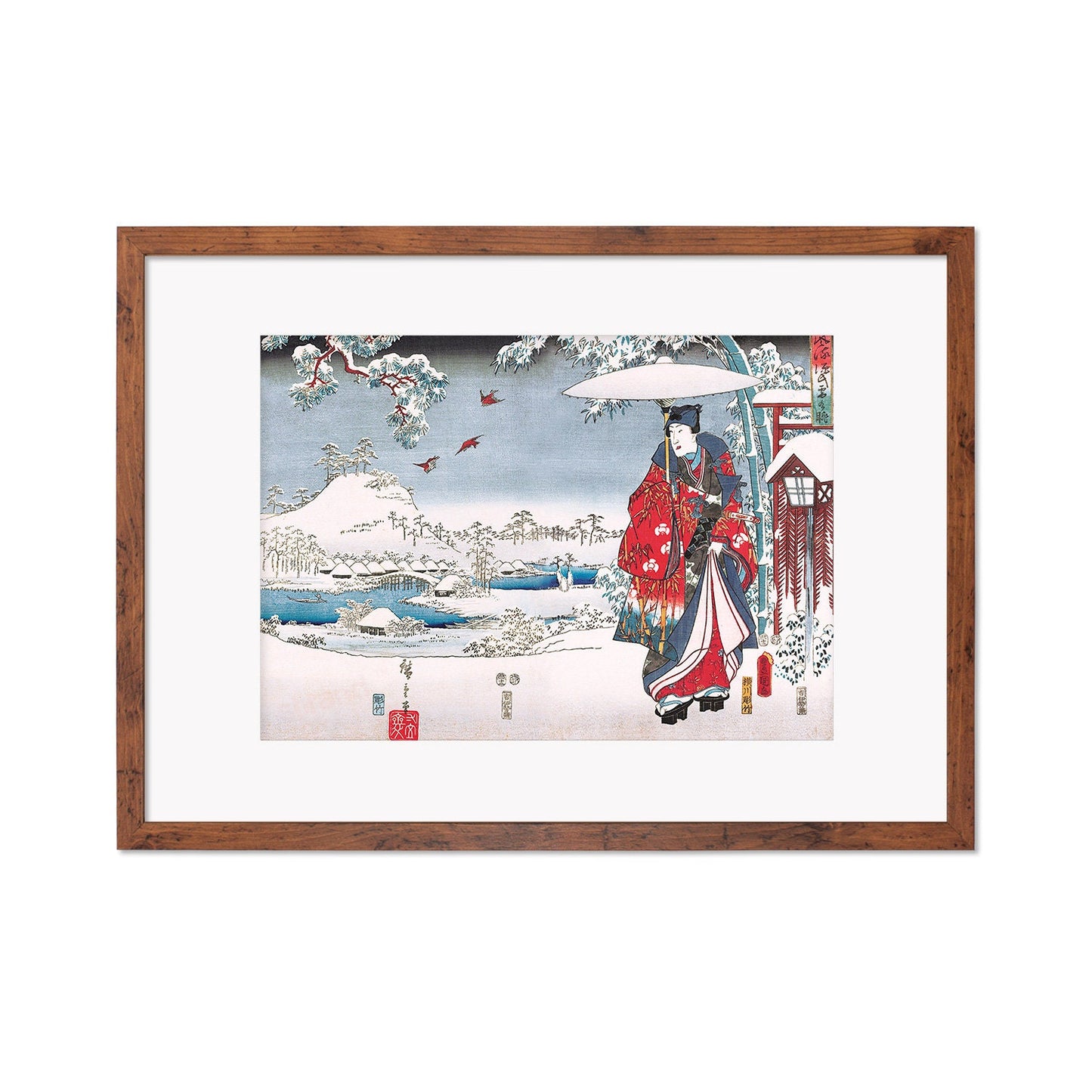 Japanese Art Prince Genji Framed Mounted Ukiyo-e Wall Decor Print Poster Woodblock Maiko Geisha Kimono Bijin Tattoo Calligraphy Beautiful