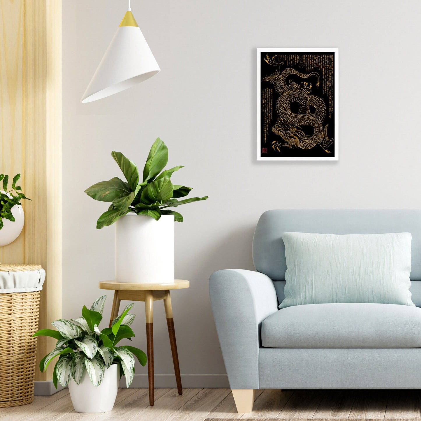 Japanese Dragon Art Framed Mounted Ukiyo-e Wall Decor Print Poster Woodblock Naga Monster Yokai Judo Karate Samurai Ninja Tattoo Calligraphy