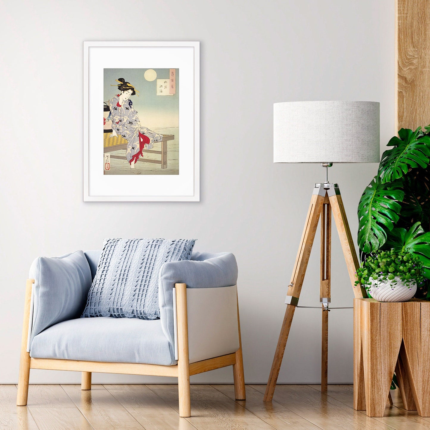 Japanese Art Geisha Framed Mounted Ukiyo-e Wall Decor Print Poster Woodblock Tsukioka Yoshitoshi Maiko Bijin Kimono Beautiful Pretty A2 A3