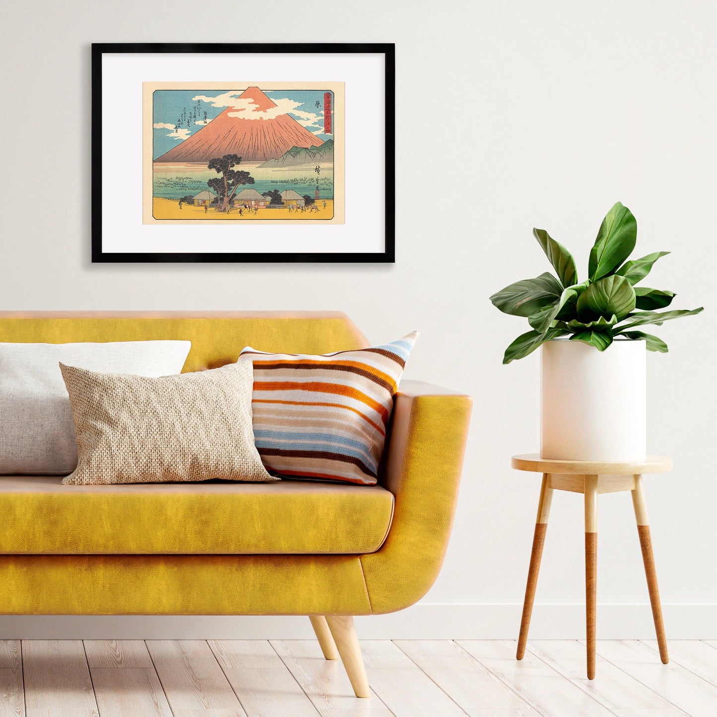 Japanese Ukiyo-e Art Print Poster Woodblock Wall Art Hiroshige Fujisan Mount Fuji Mountain Hara Station 14 Tokaido Beautiful Calligraphy A3
