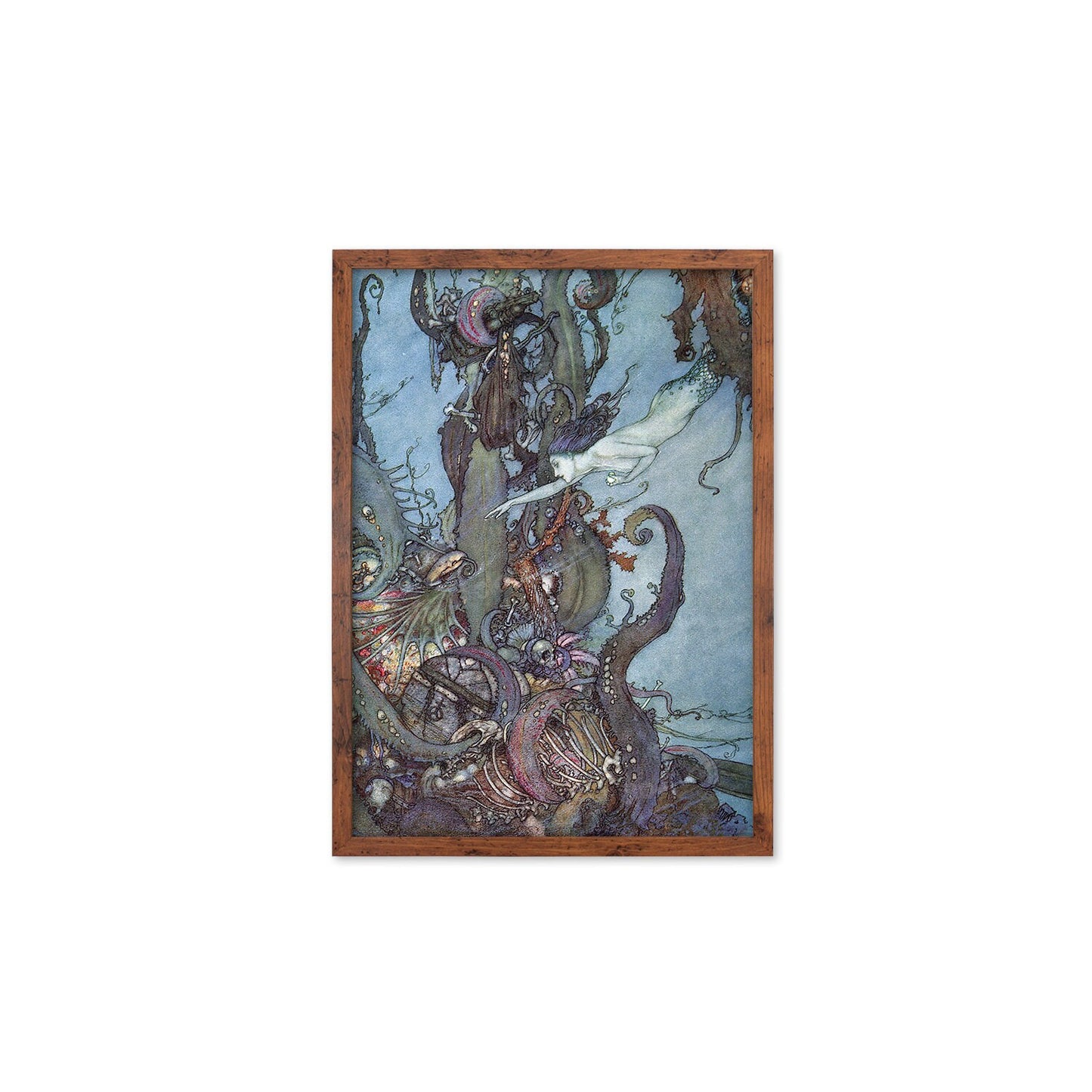 Mermaid Vintage Art Print Poster Wall Framed Mounted Antique Book Quirky Illustration Fairy Tale Edmund Dulac Sea Victorian Princess Pretty