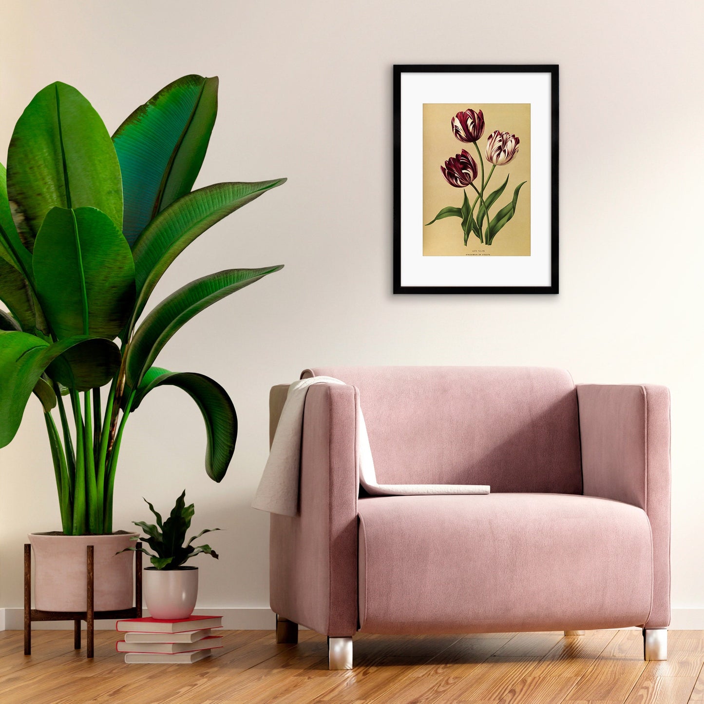Antique Botanical Art Print Poster Vintage Wall Art Flowers Floral Tulips Purple Nature Leaf Plant Illustration Victorian Herbs Beautiful A3