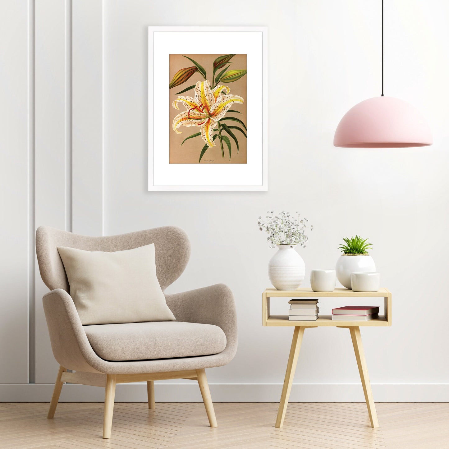Antique Botanical Art Print Poster Vintage Wall Art Flowers Floral Lilies Lily Nature Leaf Pretty Illustration Old Victorian Herbs Beautiful