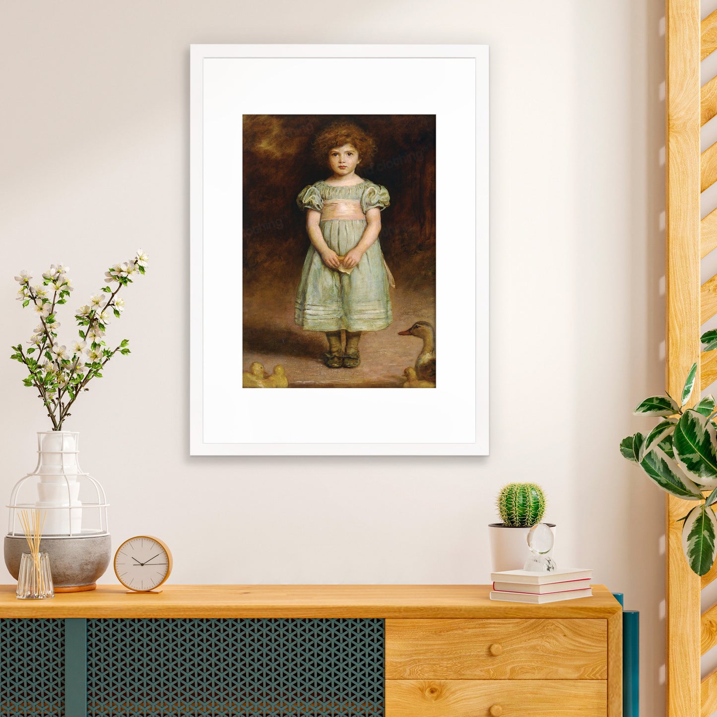 Ducklings Vintage Art Print Poster Wall Antique Millais Painting Pre Raphaelites Little Girl Birds Cute Victorian Edwardian Beautiful A3