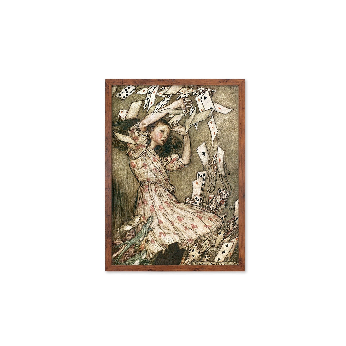 Alice In Wonderland Framed Art Print Poster Wall Mounted Antique Old Book Illustration Cards Arthur Rackham Victorian Edwardian Cute Quirky