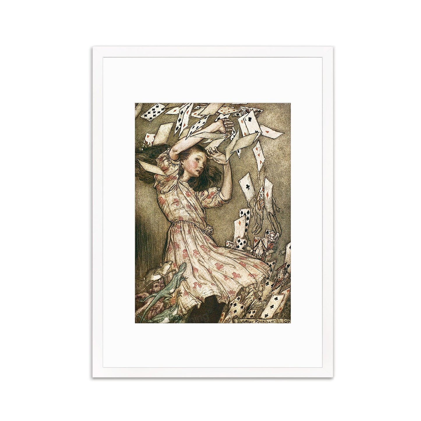 Alice In Wonderland Framed Art Print Poster Wall Mounted Antique Old Book Illustration Cards Arthur Rackham Victorian Edwardian Cute Quirky