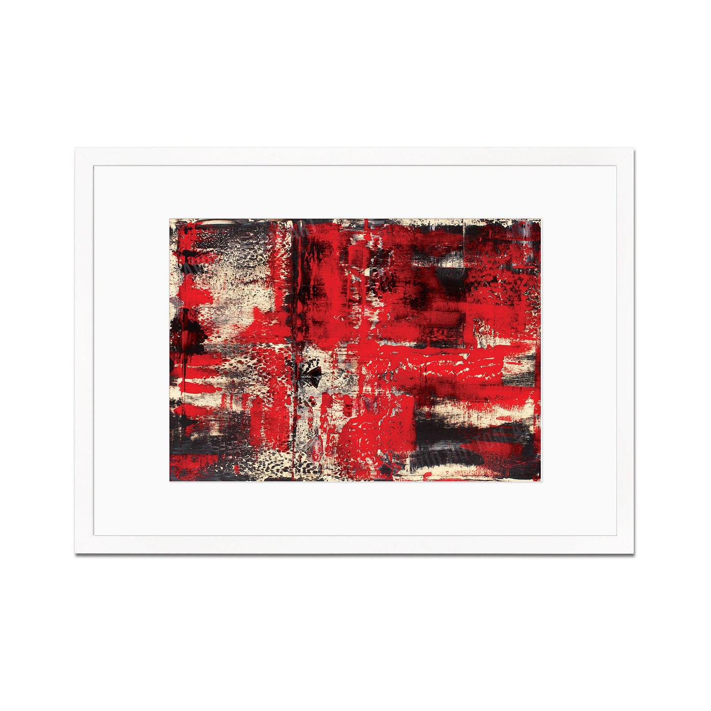 Contemporary Art Framed Mounted Wall Decor Print Poster Abstract Painting Original Modern Expressionism Original Unique Artist Scandi Red