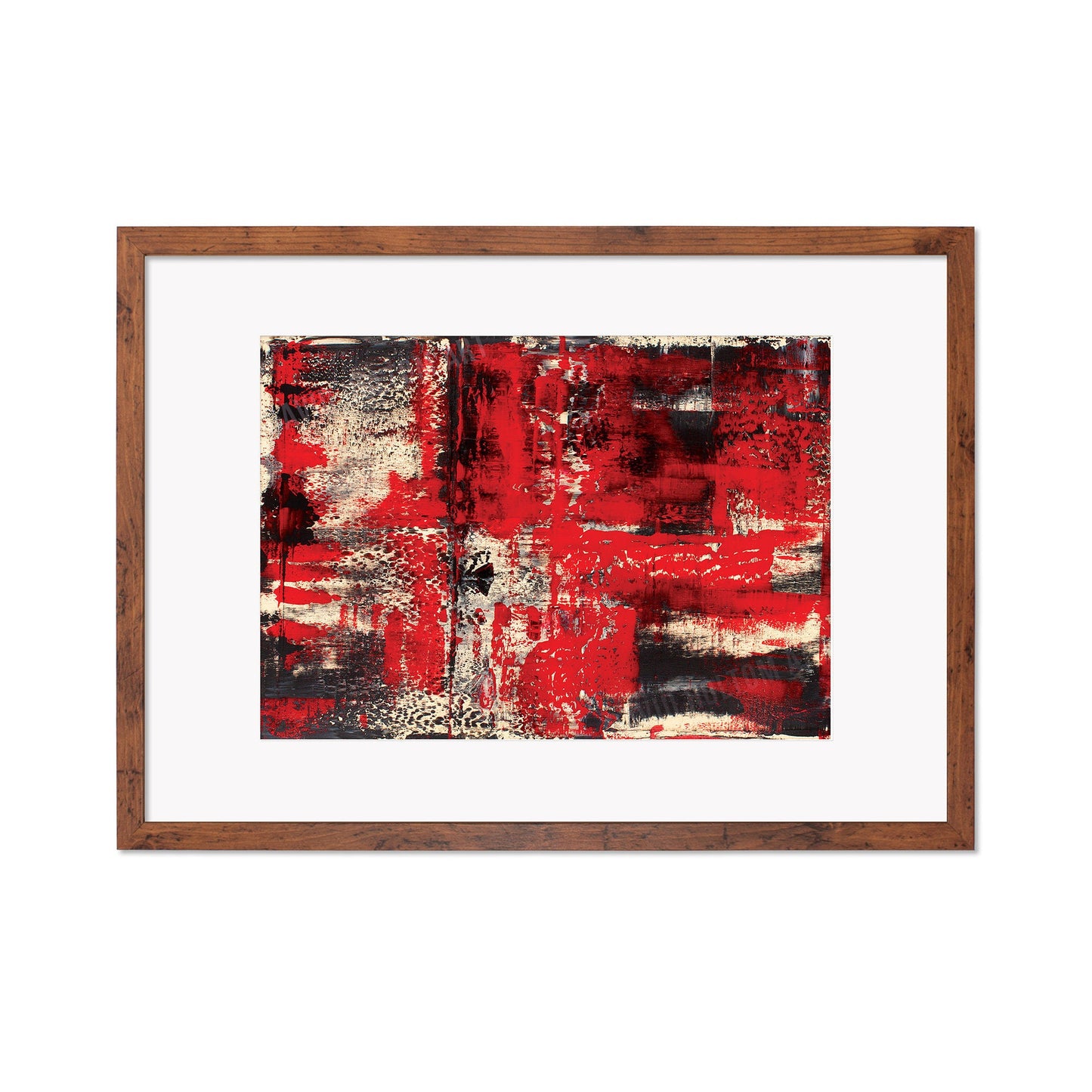 Contemporary Art Framed Mounted Wall Decor Print Poster Abstract Painting Original Modern Expressionism Original Unique Artist Scandi Red