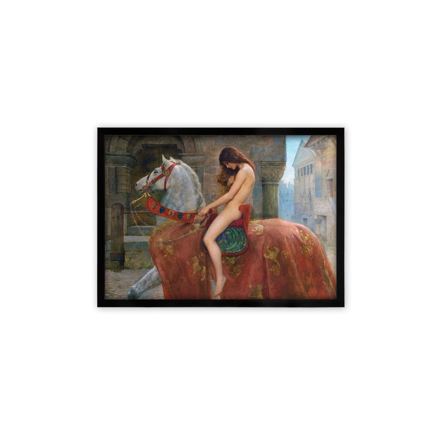 Framed Mounted Lady Godiva Vintage Art Print Poster Antique John Collier Painting Pre Raphaelites Female Power Feminist Victorian Edwardian